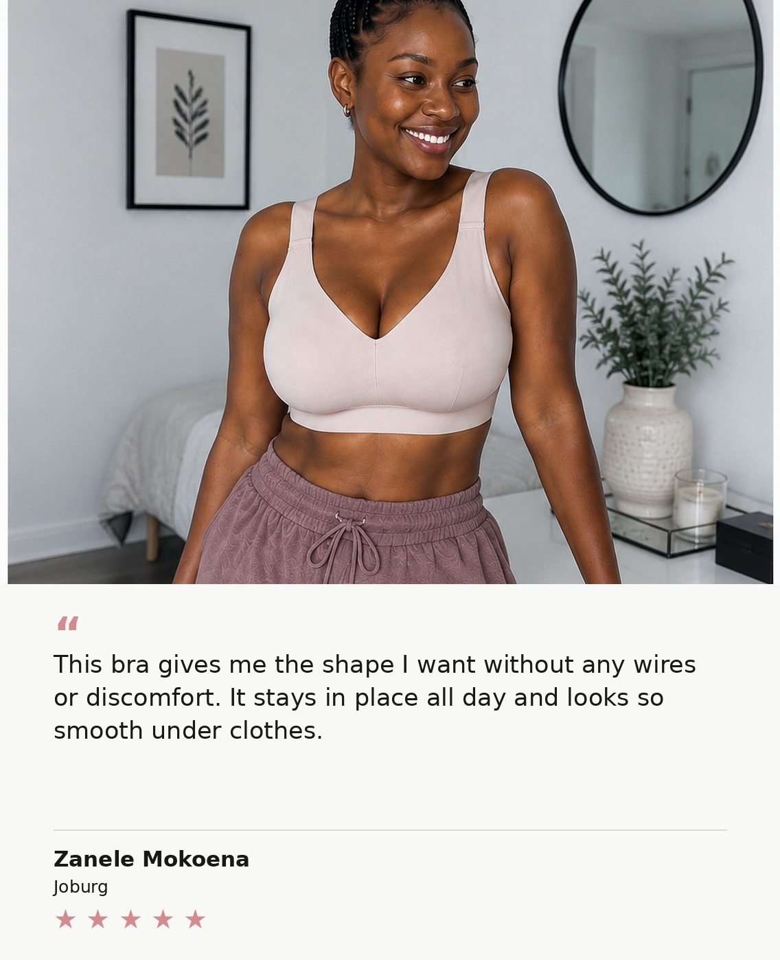 Moodie customer in a nude seamless bra